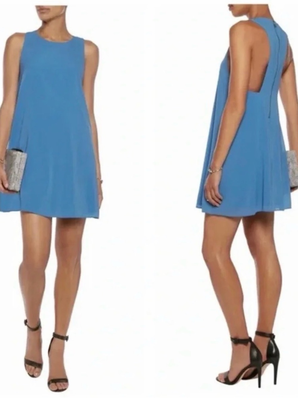 Alice + Olivia Blue Sleeveless A-Line Mini Dress